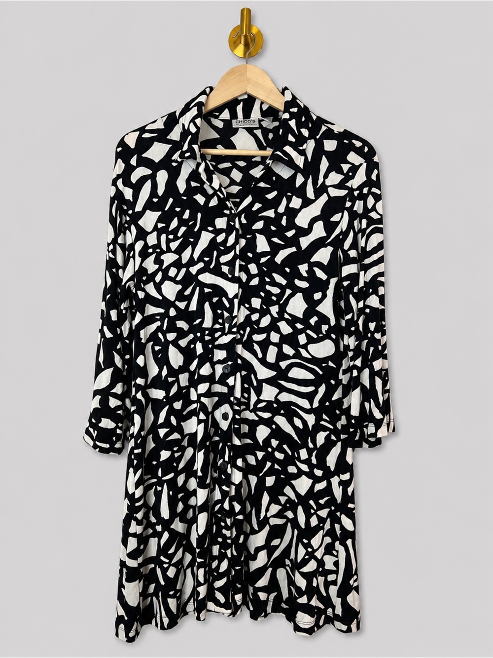 Chico’s travelers Abstract Print Button Front Shirt Dress